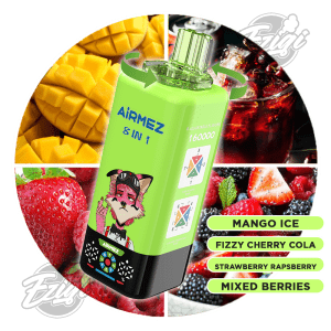AIRMEZ FOX 8 IN 1 - MANGO ICE & FIZZY CHERRY COLA & STRAWBERRY RASPBERRY & MIXED BERRIES