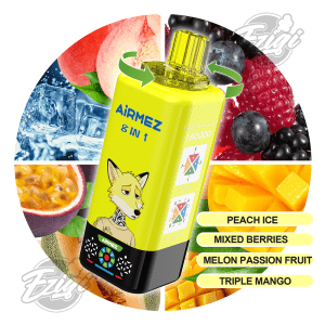 AIRMEZ FOX 8 IN 1 - PEACH ICE & MIXED BERRIES & MELON PASSION FRUIT & TRIPLE MANGO